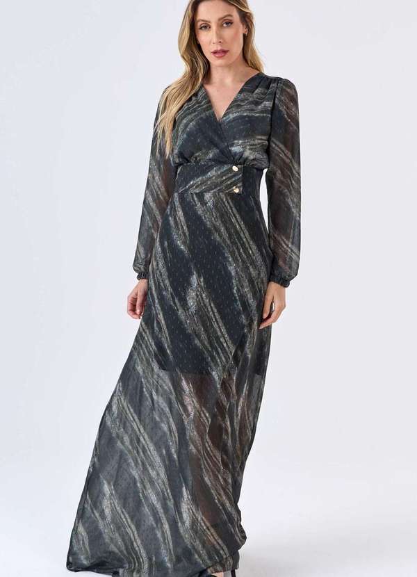 Pks - Vestido Longo Pks Estampa Olive Green Verde 5