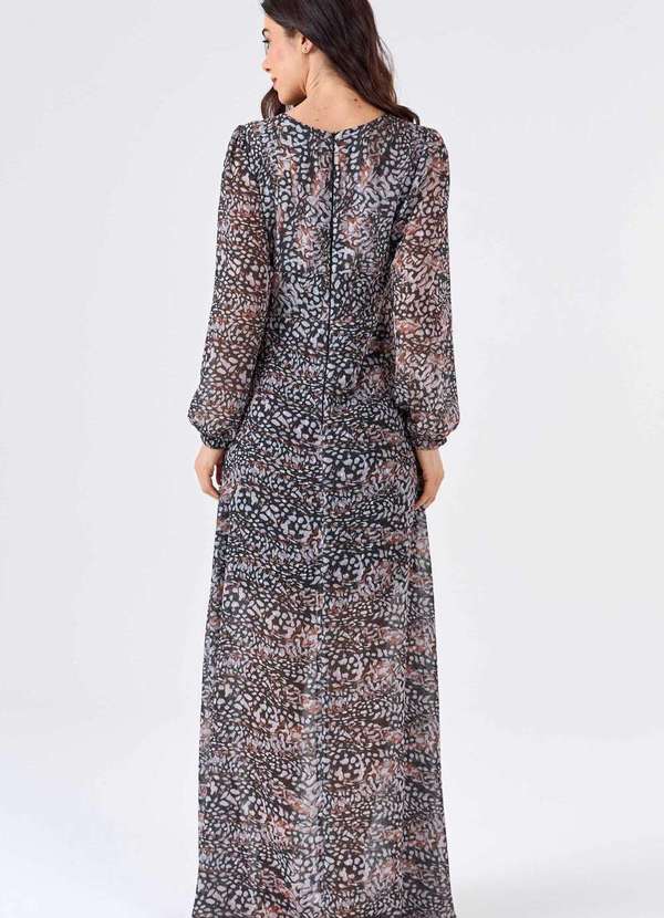 Pks - Vestido Longo Pks Estampa Unique Brown Marrom 2