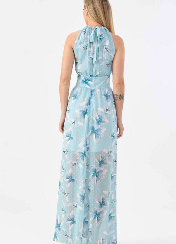 Pks - Vestido Longo Pks Frente Unica Estampado Floral Azul 2