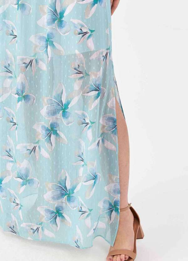 Pks - Vestido Longo Pks Frente Unica Estampado Floral Azul 4