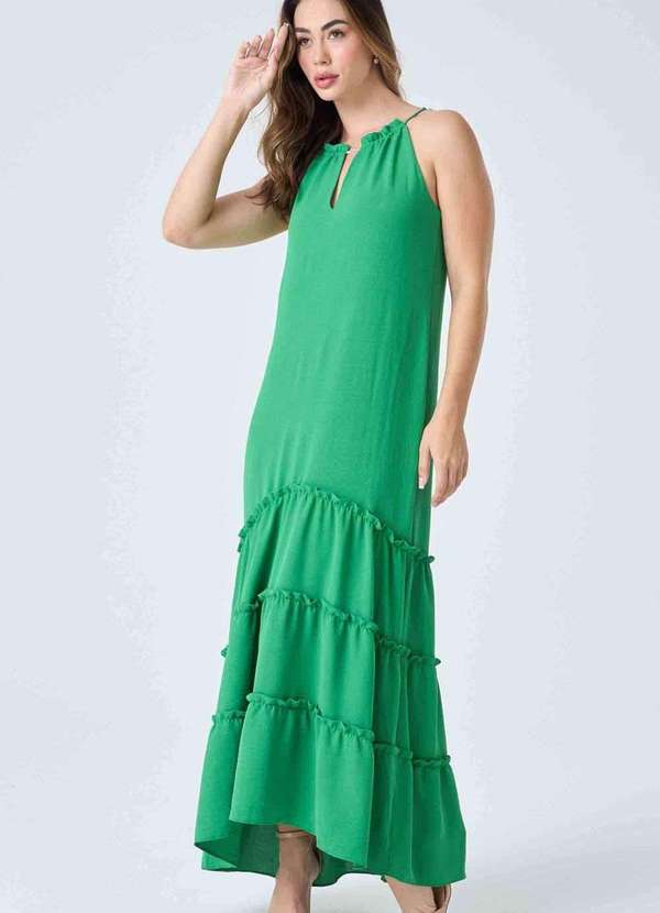 Pks - Vestido Longo Pks Frente Unica Verde