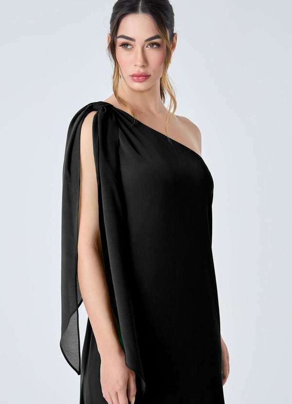 Pks - Vestido Longo Pks um Ombro So Preto Preto 3