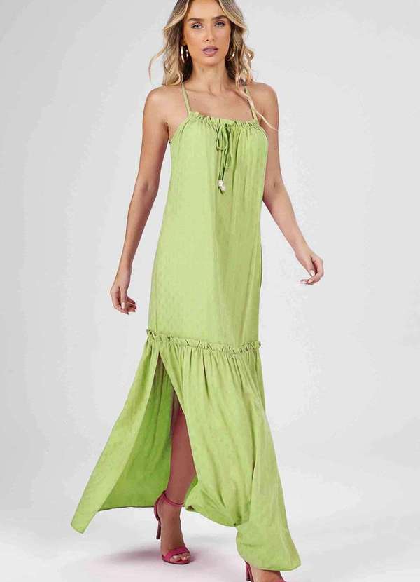 Pks - Vestido Longo Pks Viscose Verde