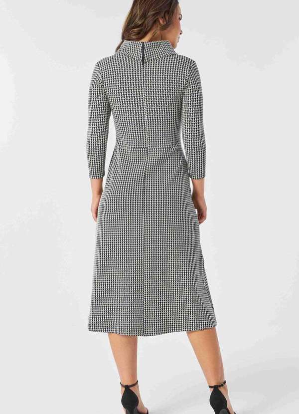 Pks - Vestido Midi Malha Jacquard Pied de Poule Branco 6