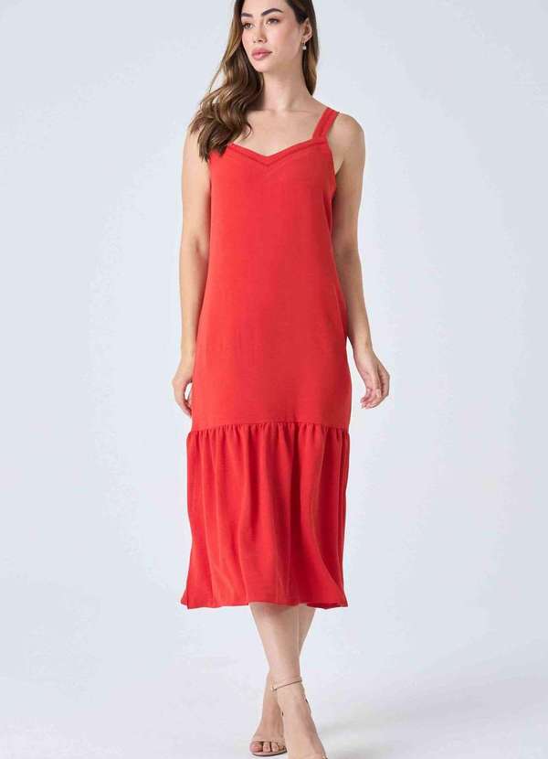 Pks - Vestido Midi Pks Alca Bordada Laranja