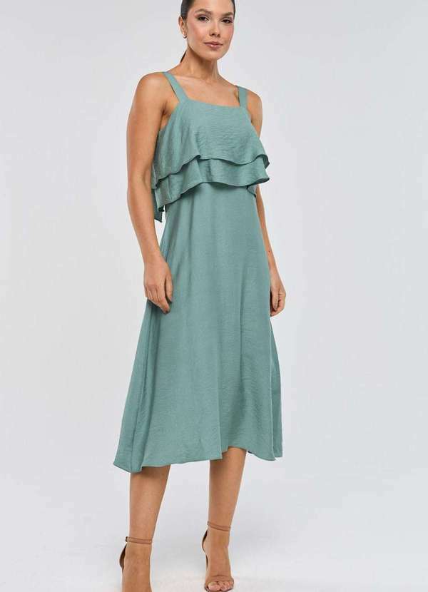 Pks - Vestido Midi Pks Alcas Viscose Verde