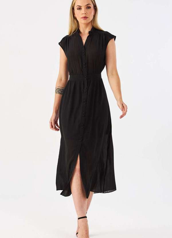 Pks - Vestido Midi Pks Chemise Preto 5