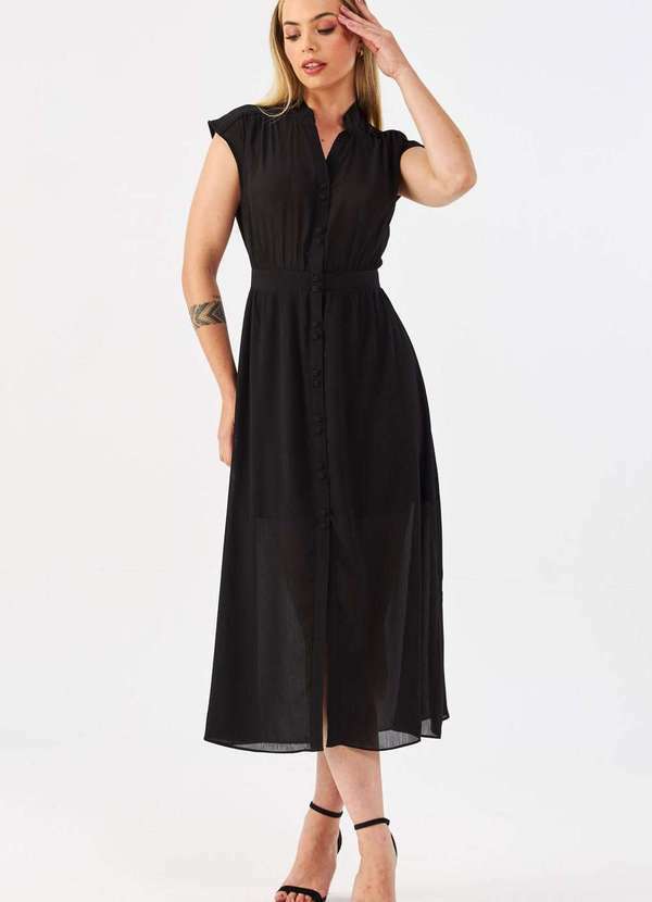 Pks - Vestido Midi Pks Chemise Preto 6