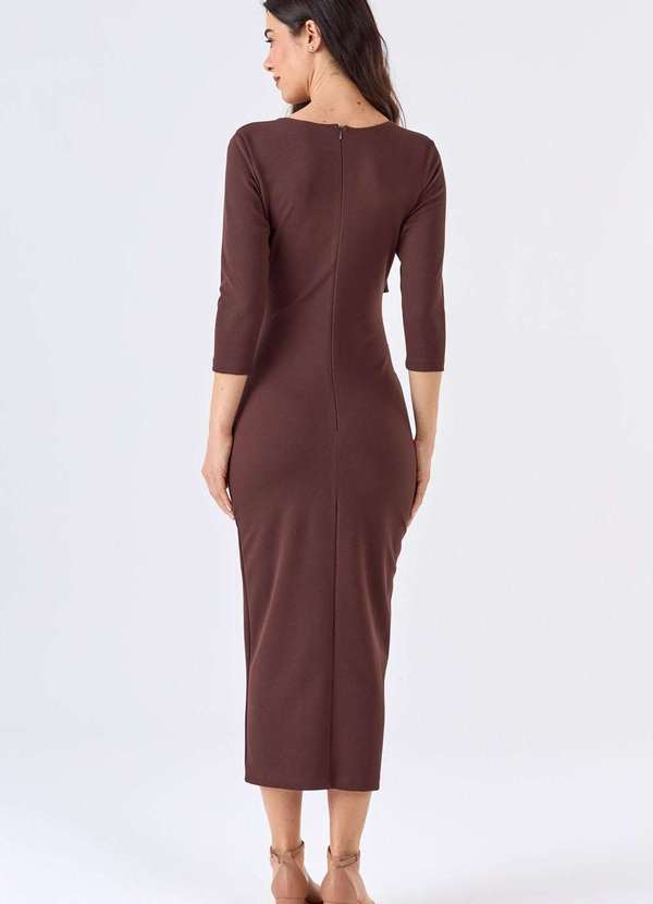 Pks - Vestido Midi Pks com Argolas Marrom 2