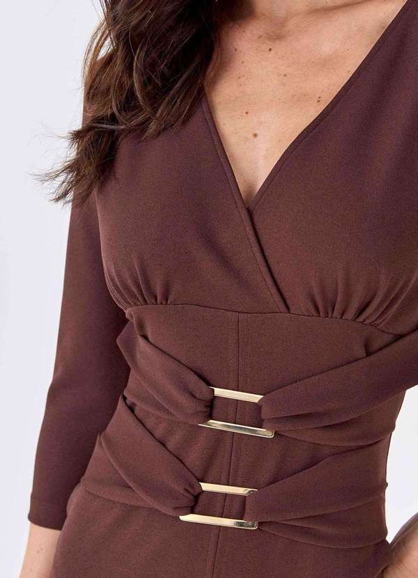 Pks - Vestido Midi Pks com Argolas Marrom 3