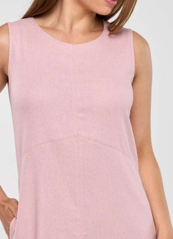 Pks - Vestido Midi Pks com Bolsos Linho Rosa 3