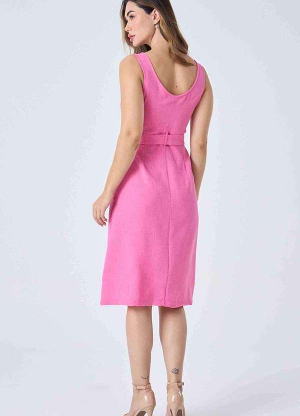 Pks - Vestido Midi Pks com Botoes Rosa 2