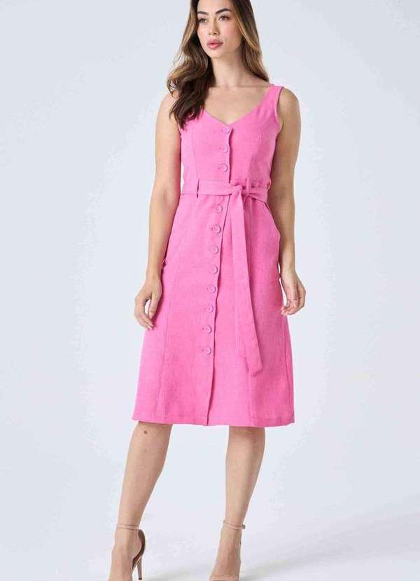 Pks - Vestido Midi Pks com Botoes Rosa 3