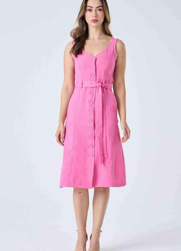 Pks - Vestido Midi Pks com Botoes Rosa 5