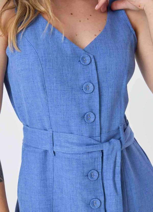 Pks - Vestido Midi Pks com Botoes Azul 4