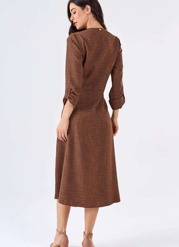 Pks - Vestido Midi Pks com Cinto Marrom 2