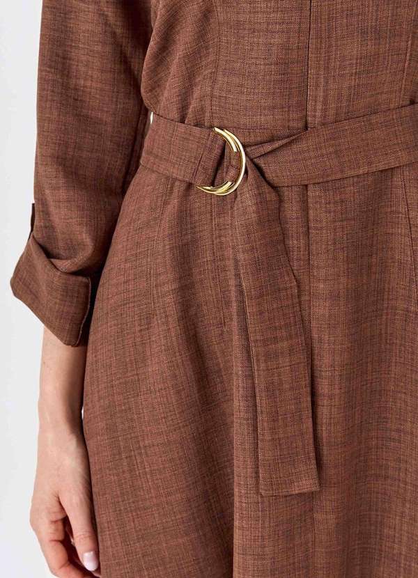 Pks - Vestido Midi Pks com Cinto Marrom 3