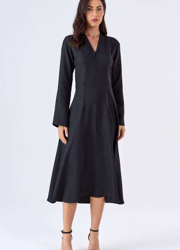 Pks - Vestido Midi Pks com Cinto Preto 4