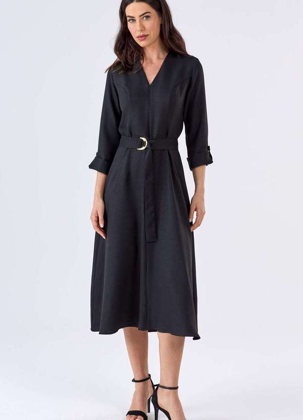Pks - Vestido Midi Pks com Cinto Preto 5