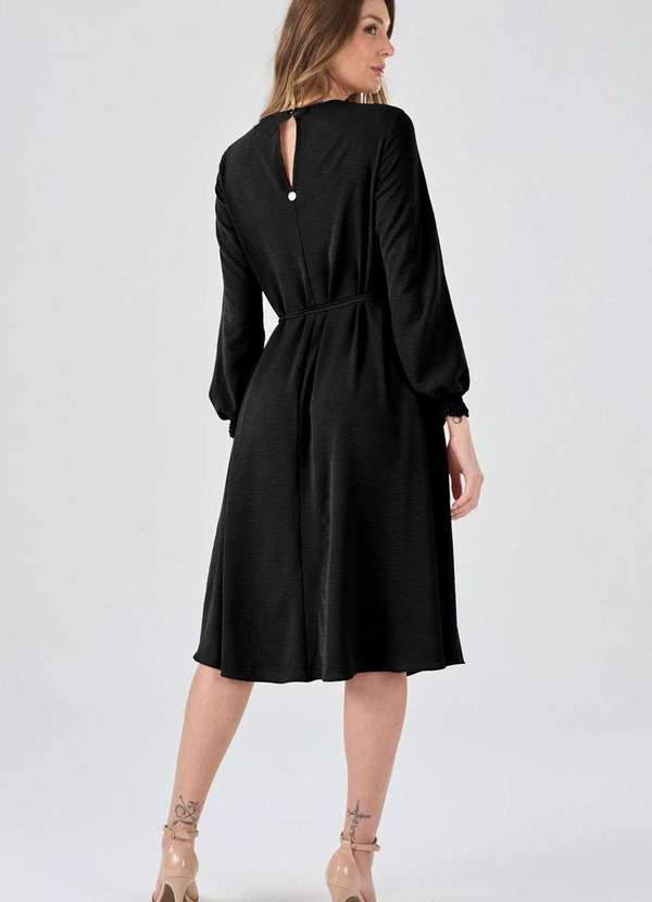 Pks - Vestido Midi Pks com Cinto Preto 2
