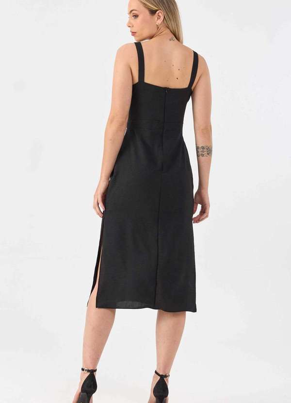 Pks - Vestido Midi Pks com Fendas Preto 2