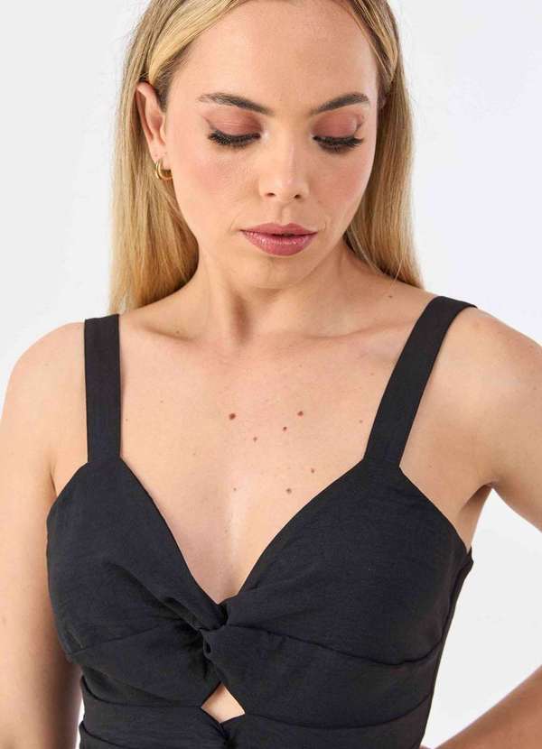 Pks - Vestido Midi Pks com Fendas Preto 3