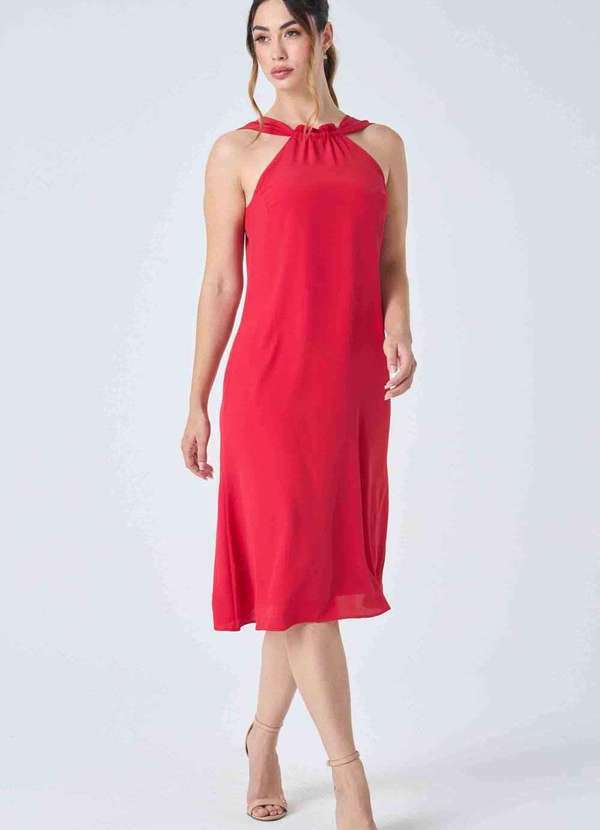 Pks - Vestido Midi Pks Frente Unica Vermelho