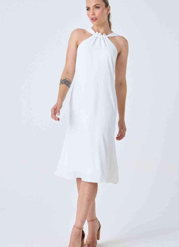 Pks - Vestido Midi Pks Frente Unica Branco
