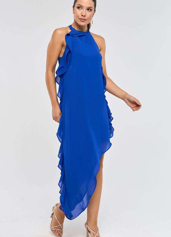 Pks - Vestido Midi Pks Frente Unica Azul 4