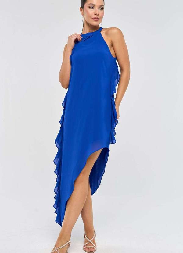 Pks - Vestido Midi Pks Frente Unica Azul 5