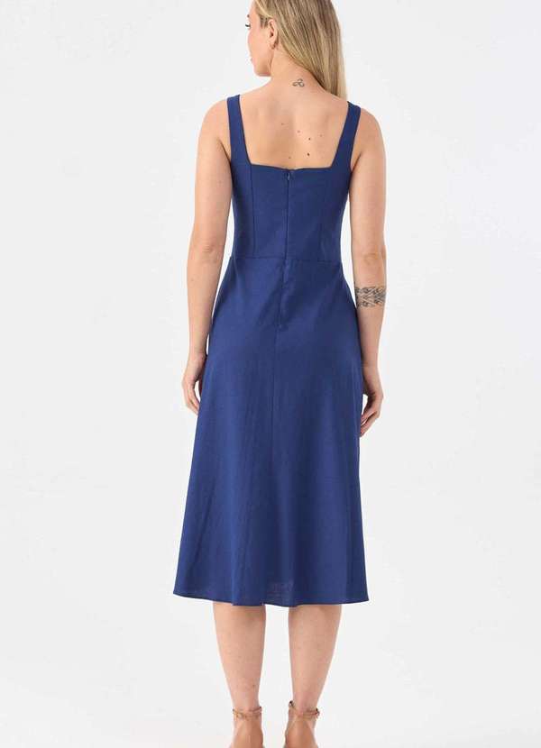 Pks - Vestido Midi Pks Linho Azul 2