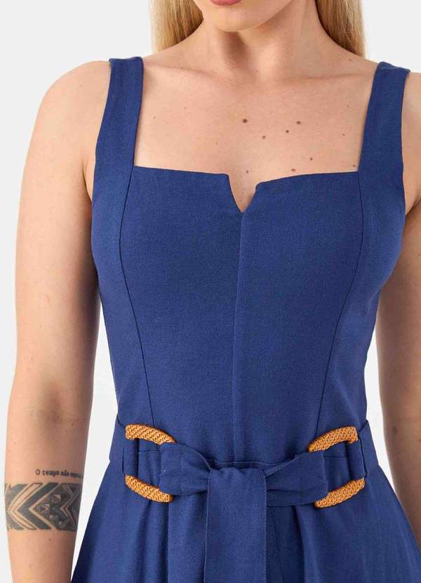 Pks - Vestido Midi Pks Linho Azul 3