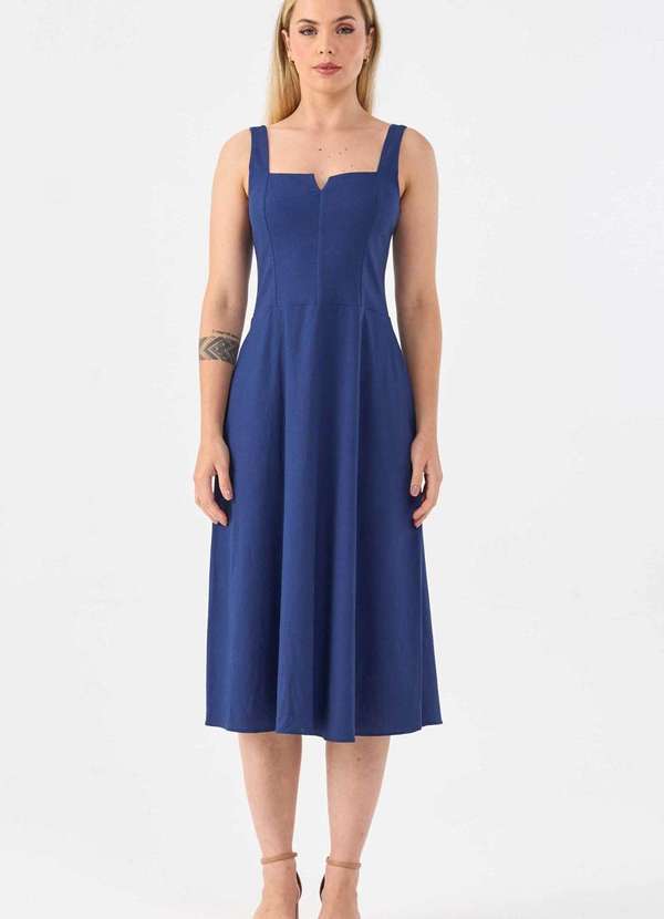 Pks - Vestido Midi Pks Linho Azul 4