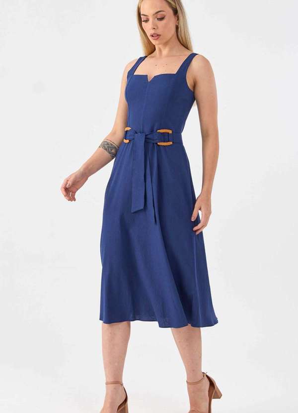 Pks - Vestido Midi Pks Linho Azul 5
