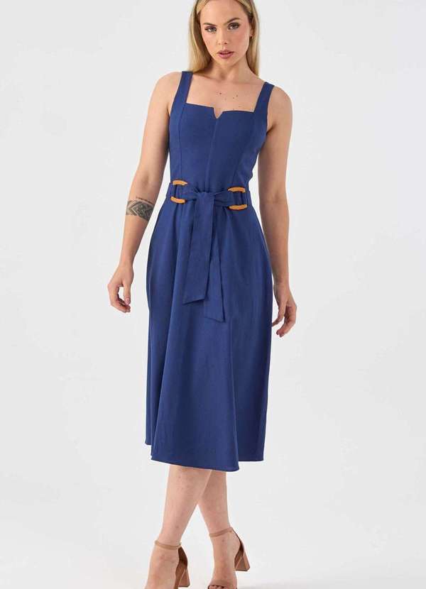 Pks - Vestido Midi Pks Linho Azul 6