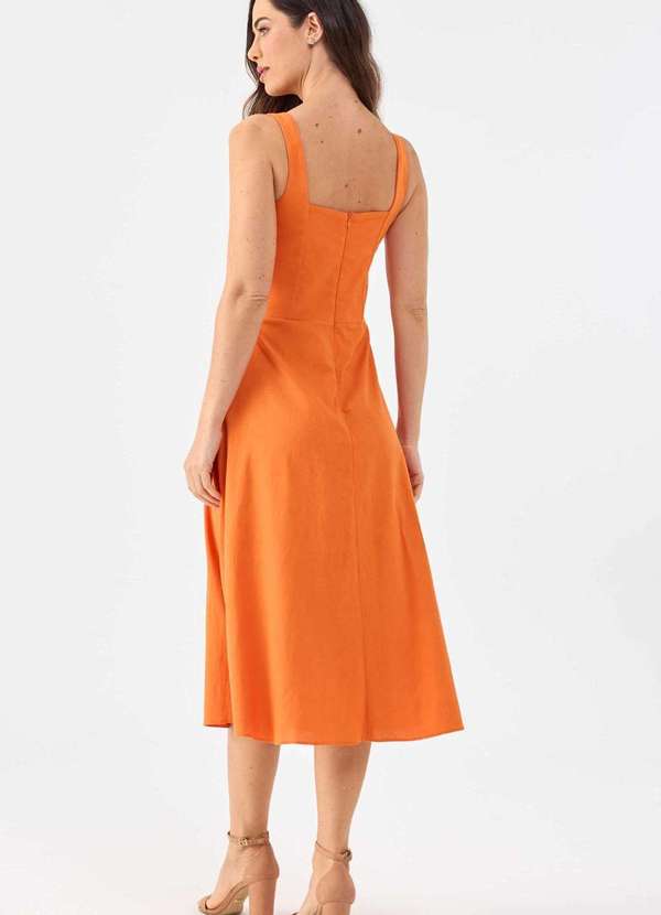Pks - Vestido Midi Pks Linho Laranja 2