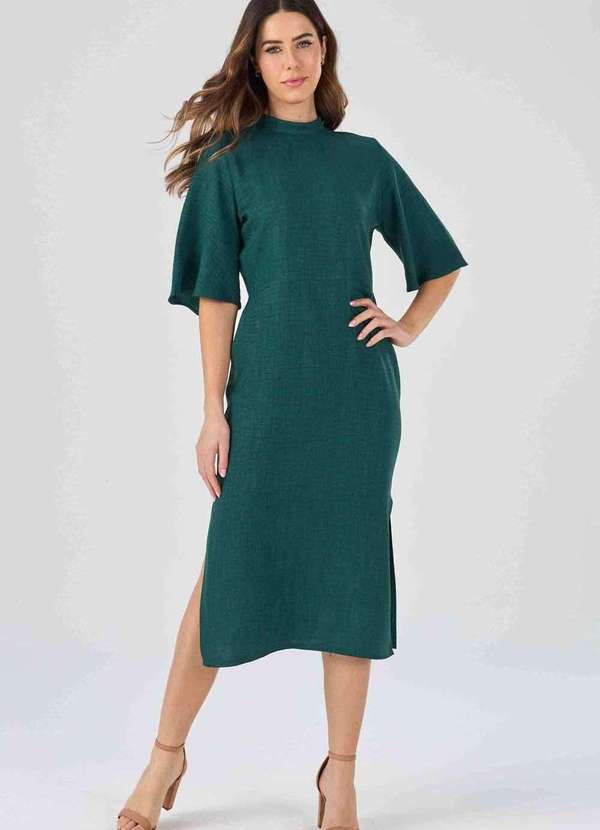 Pks - Vestido Midi Pks Mangas 3/4 Verde Verde 3
