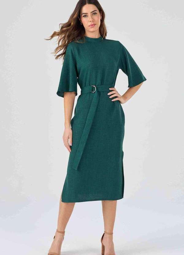 Pks - Vestido Midi Pks Mangas 3/4 Verde Verde 5