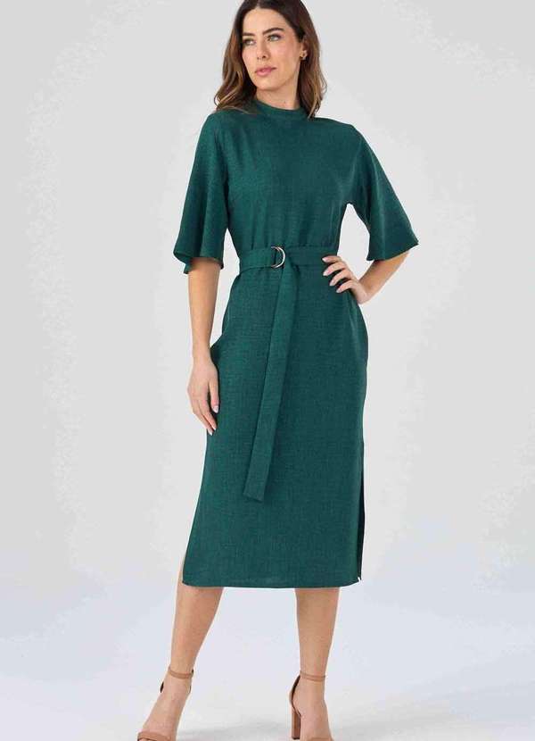 Pks - Vestido Midi Pks Mangas 3/4 Verde Verde 6