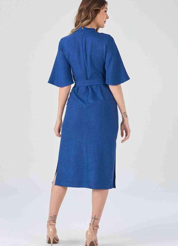 Pks - Vestido Midi Pks Mangas 3/4 Azul 2