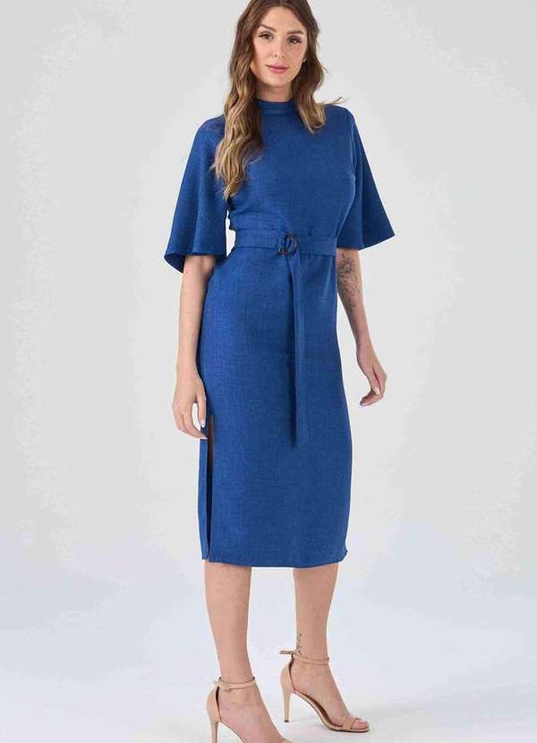 Pks - Vestido Midi Pks Mangas 3/4 Azul 5