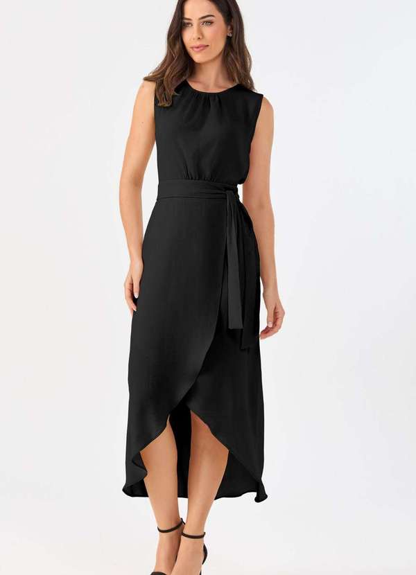 Pks - Vestido Midi Pks Pareo Preto