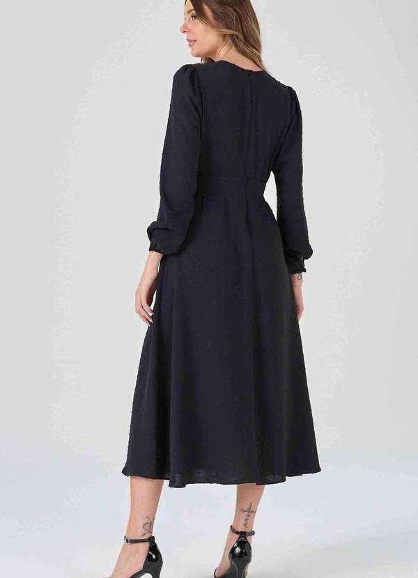 Pks - Vestido Midi Pks Poa Preto 2