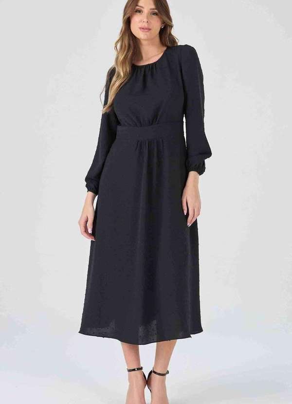 Pks - Vestido Midi Pks Poa Preto 4