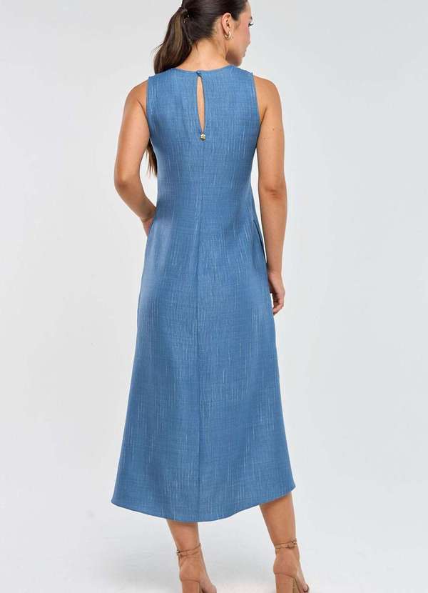 Pks - Vestido Midi Pks Risca Azul 2