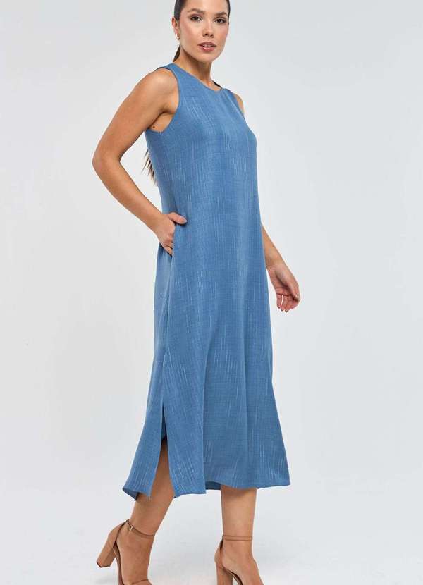 Pks - Vestido Midi Pks Risca Azul 5
