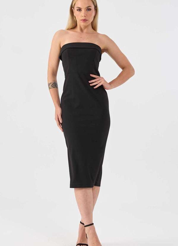 Pks - Vestido Midi Pks Tomara que Caia Preto