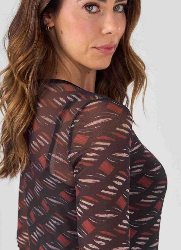 Pks - Vestido Midi Pks Tule Estampa Geometrica Preto 3