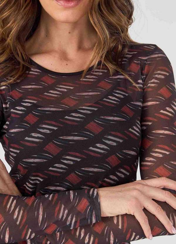 Pks - Vestido Midi Pks Tule Estampa Geometrica Preto 4