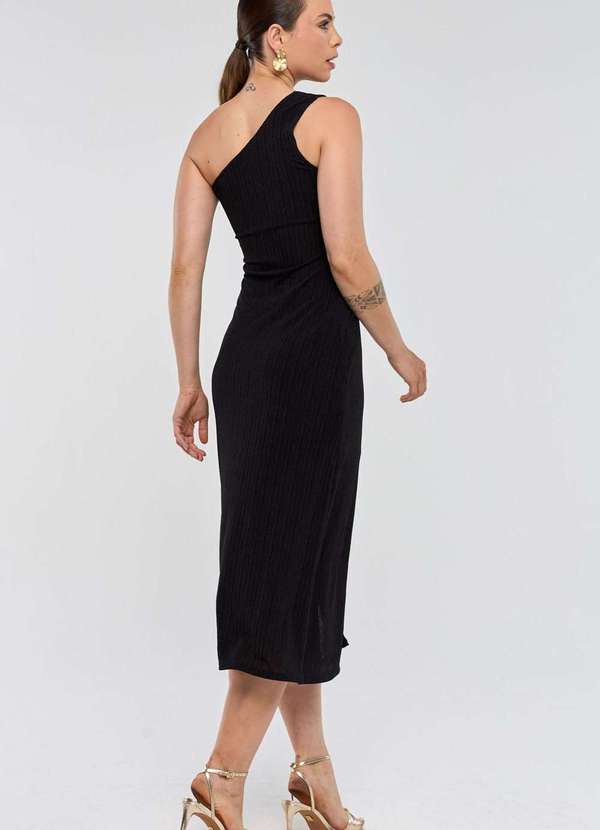 Pks - Vestido Midi Pks um Ombro So Preto 2